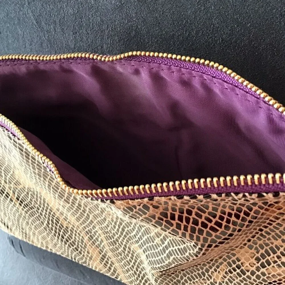 tarte Snake Skin outer with Purple lining Cosmetic / Makeup Bag - BRAND NEW